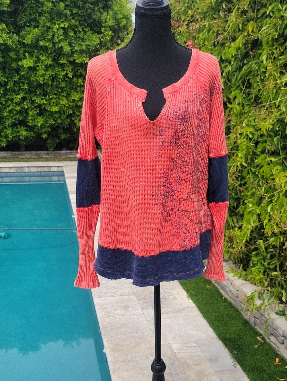 Harley-Davidson 100% Cotton Thermal Frayed Studded Shirt Sz M